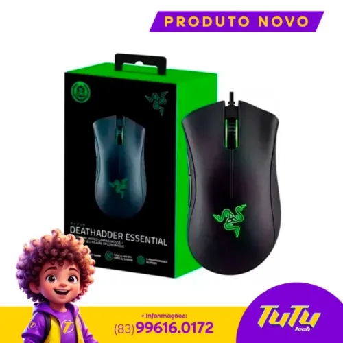 Primeira Linha - Mouse Gamer Ergonômico Razer Deathadder Sssential 6.400 dpi - Lacrado