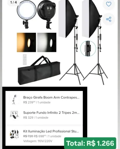 Kit completo Estúdio Fotografia portátil