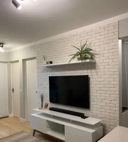 Parede de tijolinho branco para decoração