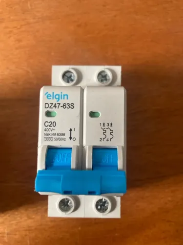Disjuntor DIN Bipolar 20A - Elgin DZ47-63S