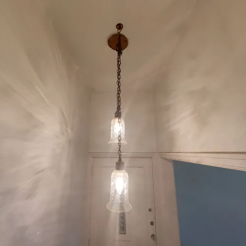 Lustre Duplo Vintage com Cúpulas de Vidro