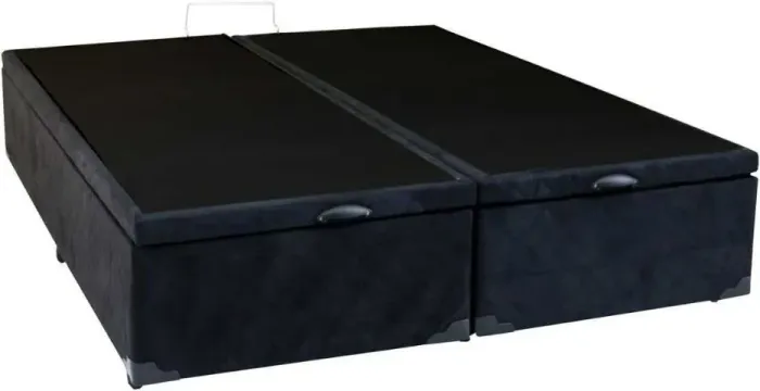 Base Box Baú Queen Bipartido 158x198 Suede Preto (FAZEMOS ENTREGAS DF E ENTORNO)