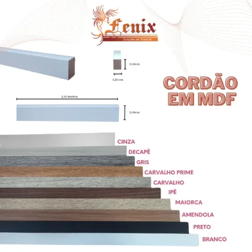 PROMOÇÃO - Rodapé / Cordão 02 cm em Mdf - Várias cores