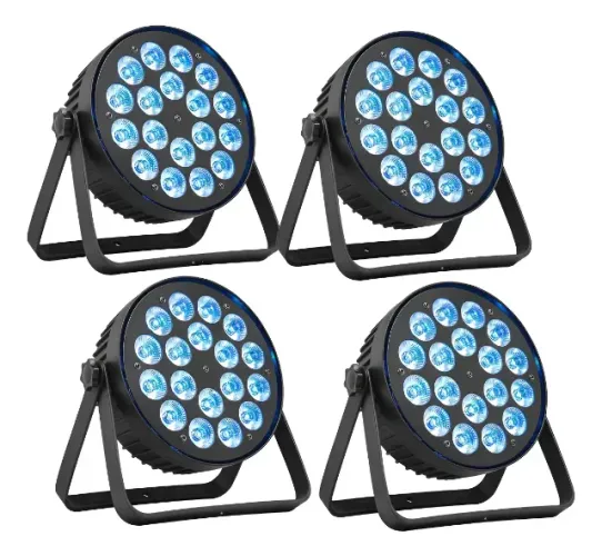 Kit 4 Refletor Par Led Slim 18x15w Rgbwa-uv Festa Strobo Dmx