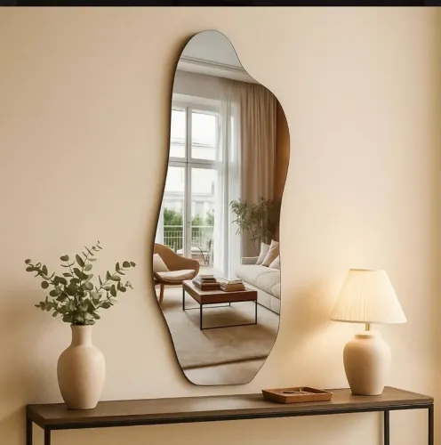 Espelho Grande Decorativo Lapidado Moderno 90x40cm Luxo