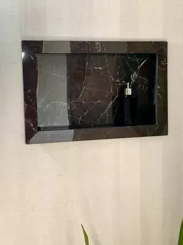 Nicho de porcelanato preto para banheiro,  façamos sobre medidas 