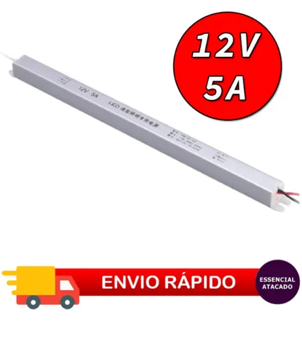Fonte de Alimentação Super Slim de Alumínio Para Led Fita Led G3 e projetos 12V 5A