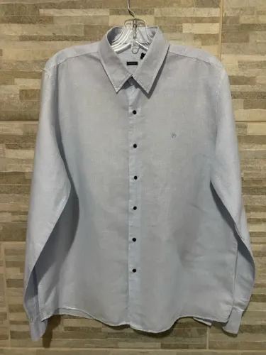 Camisa Manga Longa Azul de linho - New York