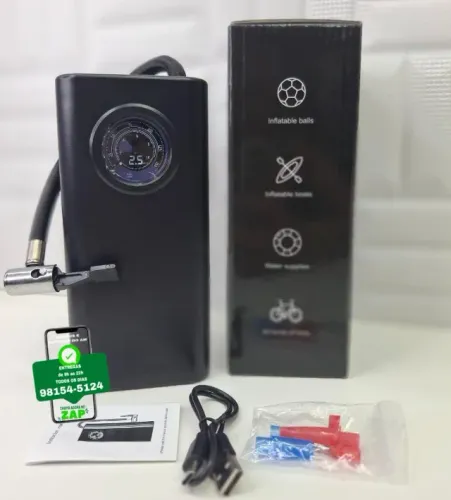 Compressor de Ar Multifuncão Digital Black - Entrega Grátis