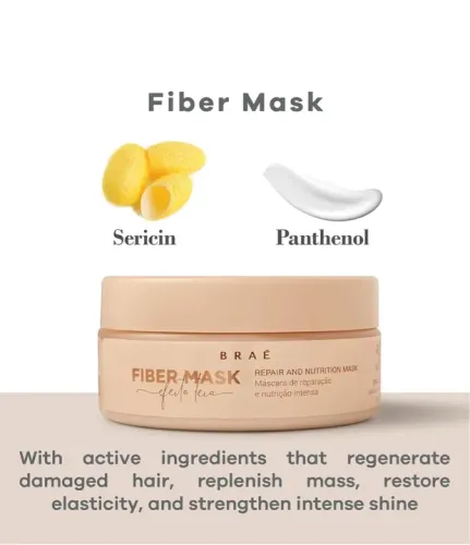 Máscara de reparação e nutrição para cabelos danificados - Fiber Mask BRAE