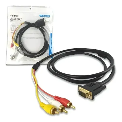 Cabo Adaptador Vga Macho X 3 Rca Macho 1,50m Le-6617