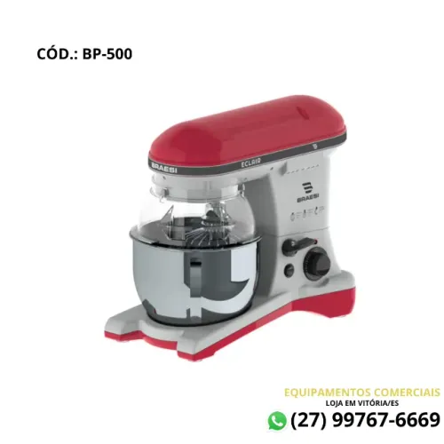 Batedeira Planetaria 5 Litros Eclair 1500W Vermelho Bivolt - Braesi