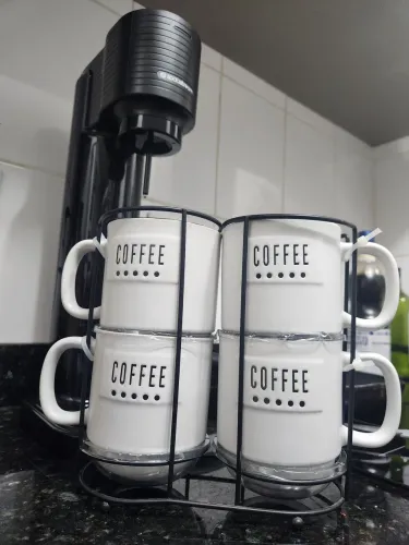 Conjunto de canecas de café com suporte