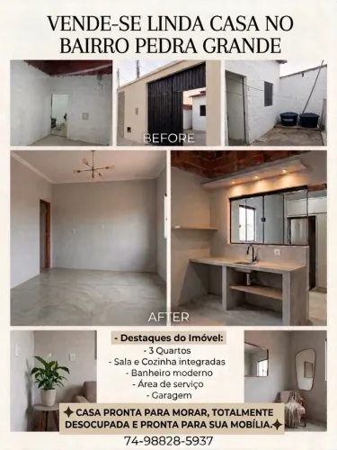 Vende-se uma exelente casa localizada no bairro pedra grande