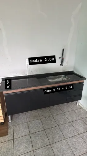Pia de mármore + cuba de inox