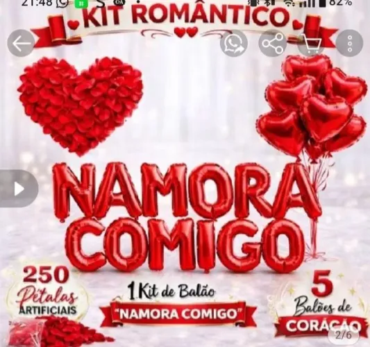 Kit de balão namora comigo + 250 pétalas+ 5 balões de coração + bombinha de balão vendo
