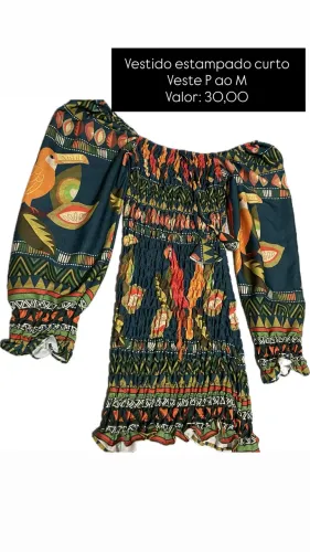 Vestido estampado curto 