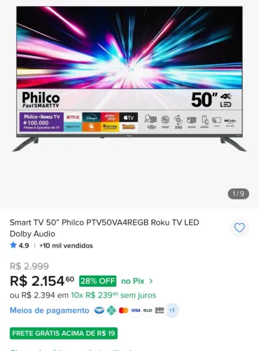 Smart Tv 50 polegadas 4k Philco 