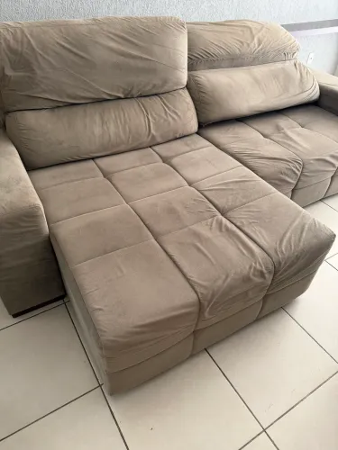 Sofá retrátil suede e cadeiras de sala