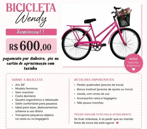 Bicicleta aro 26 feminina