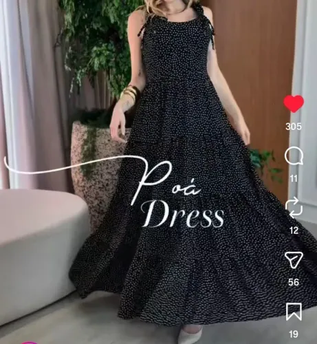 Vestido longo Poá