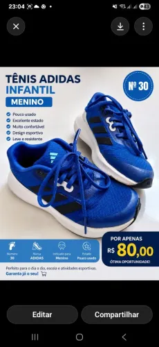 Tênis menino Adidas número 30