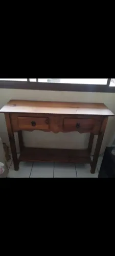 Mesa de canto em madeira pura com 2 gavetas 1,20x89