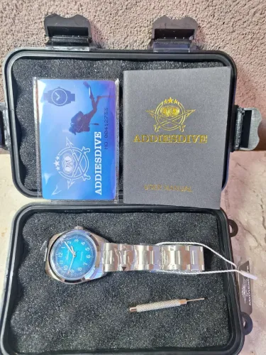 Relógio Addiesdive AD2553 36mm Safira Aço 316L Novo na Caixa