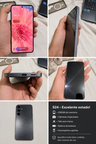 SAMSUNG | S24 256GB Completo | Tela Intacta e Câmeras Perfeitas