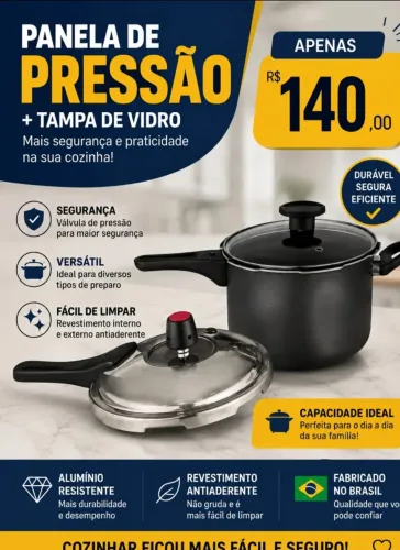 ? Panela de Pressão + Tampa de Vidro