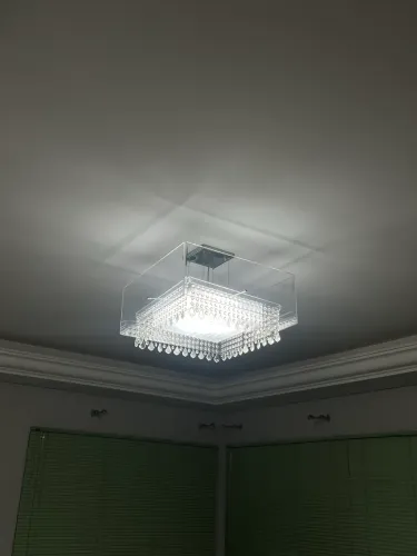 Lustre de Cristal Quadrado Moderno em Vidro LED