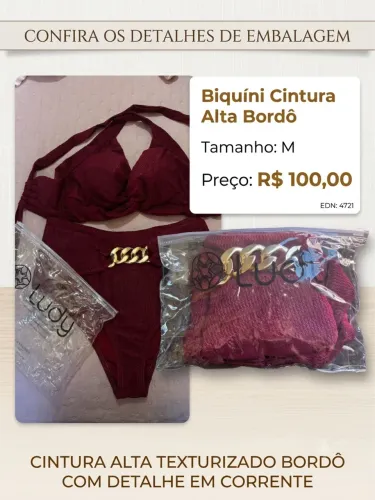 Biquíni bordô, nunca usado, tamanho M