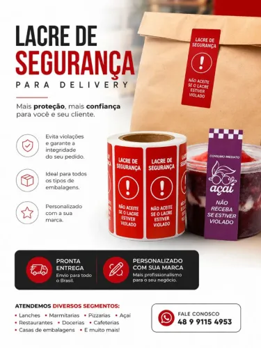 Adesivo Lacre de Segurança para delivery 