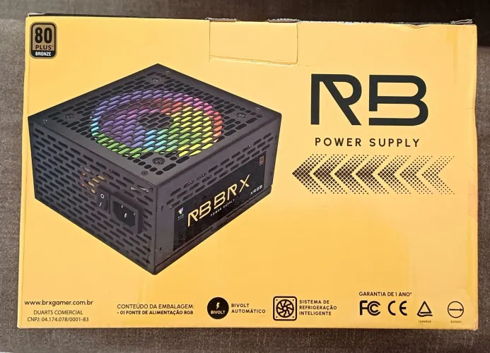 Fonte (NOVA/LACRADA) BRX Rainbow RGB, 650W, 80 Plus Bronze, PFC Ativo
