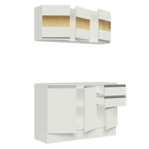 ARMÁRIO * NOVO ** BALCÃO + AÉREO 100% MDF BRANCO **** NOVO, LACRADO ****