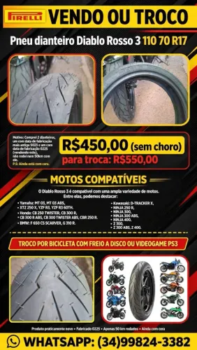 Pneu Diablo Rosso 3 110 70-R17 (dianteiro)