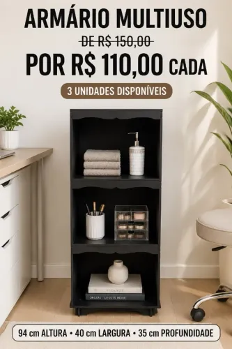 ESTANTE MULTIUSO EM MDF PRETO