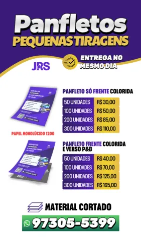 PANFLETOS - PEQUENAS TIRAGENS
