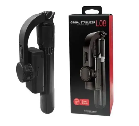 Estabilizador Gimbal L09 com Led Smartphone Bluetooth Tripé Preto Novo com Controle