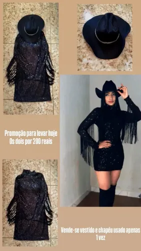 Vende-se vestido e chapéu