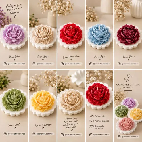 10 velas aromáticas rosas peônia ou camélia zap *