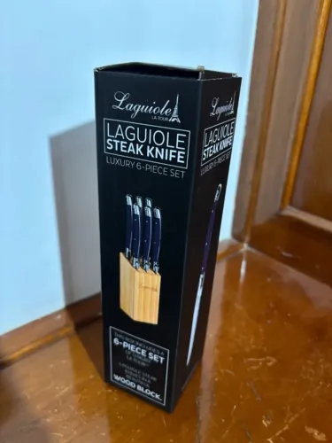 Kit 6 Facas Luxo com Cepo de Madeira