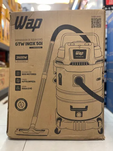 Aspirador wap água e pó 2 motores e com 2.600w 50 litros ?