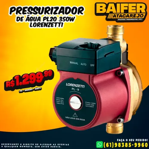 Pressurizador de Água PL20 Lorenzetti
