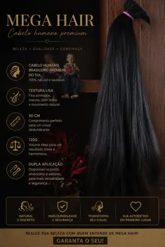 Mega Hair- Ponto Americano e Fita Adesiva! - Cabelo Humano do Sul- Premium