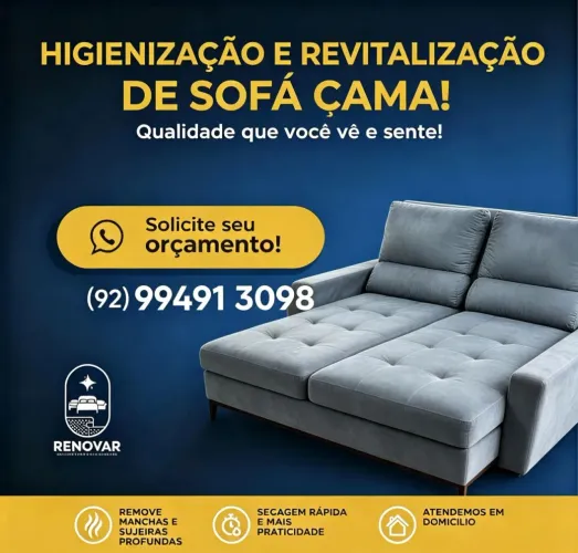 Renovar Higienização e Revitalização de Estofados - Atendemos em Domicílio!