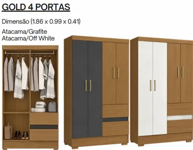 Guarda Roupa Gold 4 Portas Novo