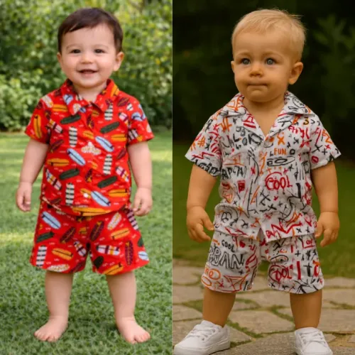 KIT 2 CONJUNTO INFANTIL BEBÊ, MAURICINHO VESTE ATÉ 9 MESES