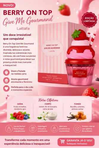 Perfume Berry On Top Give Me Gourmand Lattafa 75ml Feminino Eau De Parfum Original