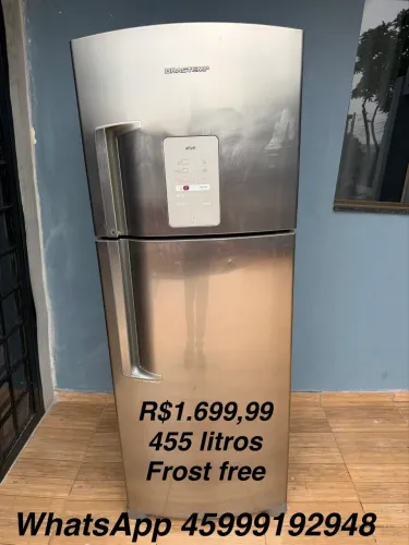 Geladeira duplex de inox 455 litros, frost free em bom estado
